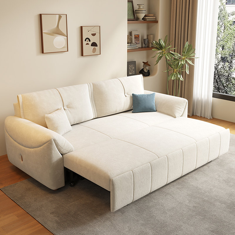 Canapé réglable en velours crème, H 33,5 po x l 86,6 po x P 32,3 po