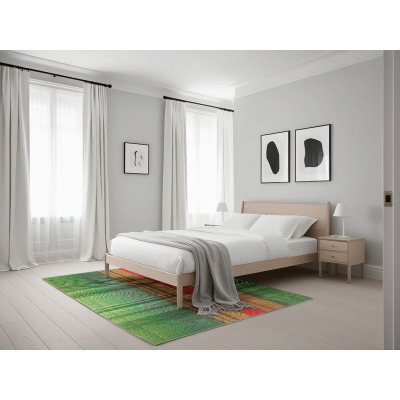 Tapis décoratif vert écossais, Rectangle 5 pi x 7 pi