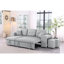 Canapé modulaire réversible avec 2 repose-pieds et canapé-lit, fauteuil de rangement rembourré en lin gris