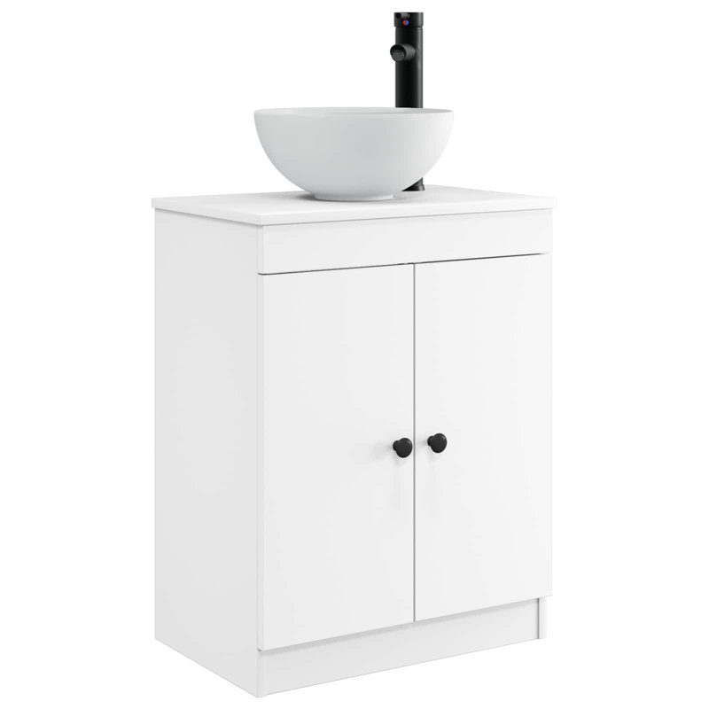 Single Bathroom Vanity with Ceramic Basin, White