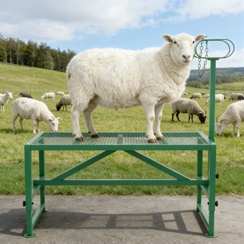 Support de traite ajustable pour chèvres et brebis, table de toilettage robuste pour bétail de 119 cm x 58 cm avec têtière et boucle nasale, capacité de 227 kg