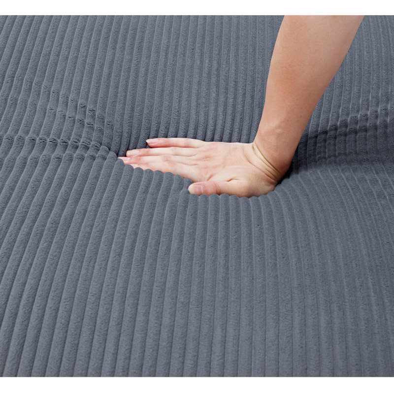 Corduroy Modular Sofa With Movable Ottoman, 6 Back Pillows, Dark Gray Corduroy