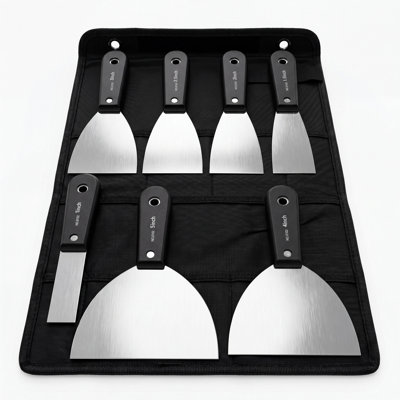 Putty Knife Set 7 Piece, Stainless Steel Drywall Spackle Knives with Ergonomic Grip