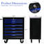 Chariot de garage portatif 7 tiroirs - noir + bleu, acier, rangement verrouillable, comptoirs en acier inoxydable, boîte de rangement mobile 4 po 7 po, bleu, construction, compartiments à clés, 2 freins