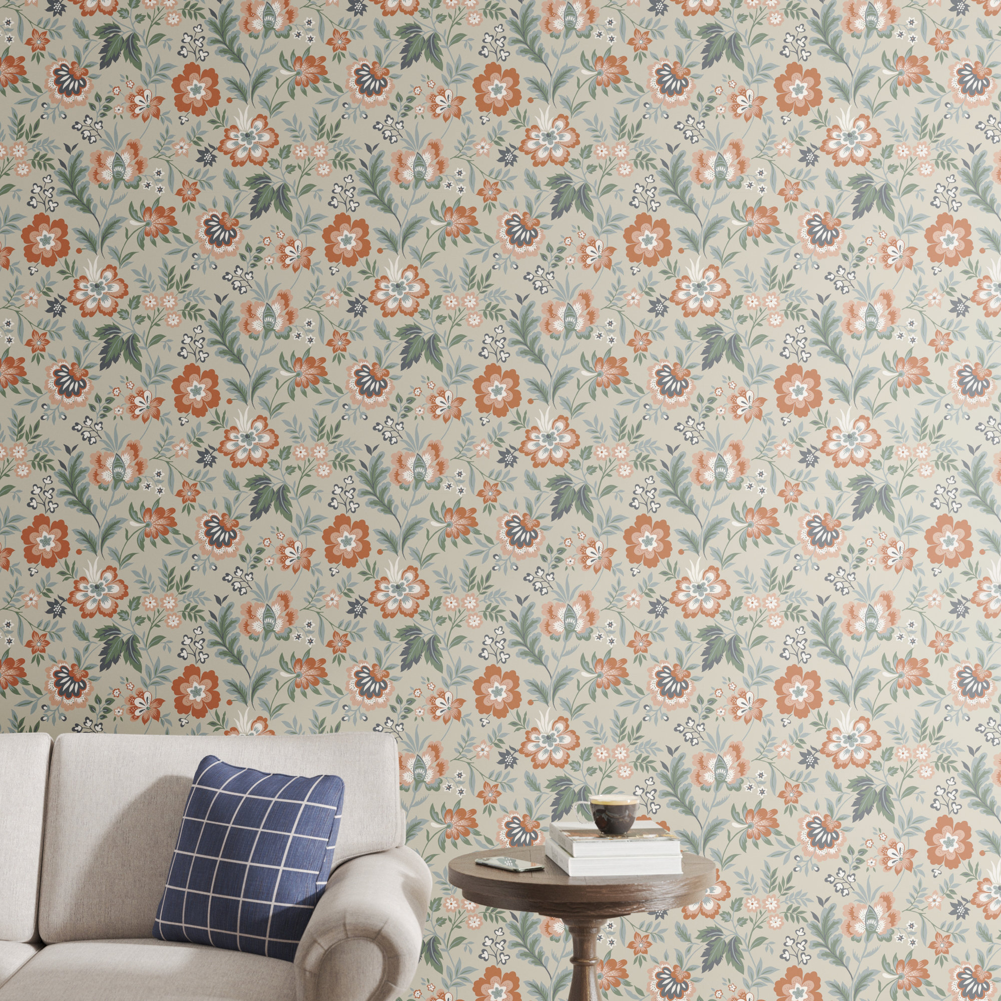 Ainslee Floral Wallpaper, Beige