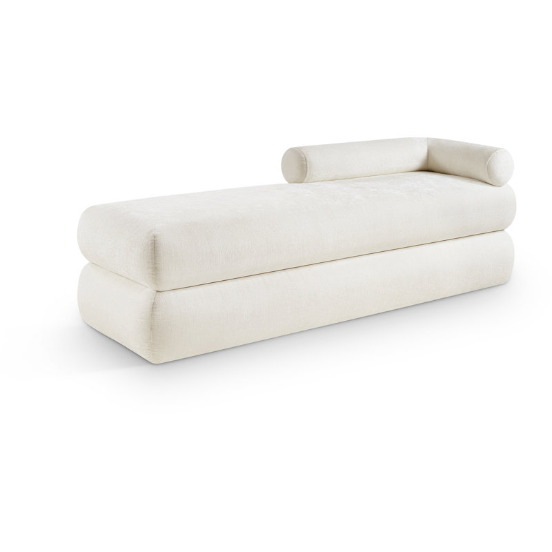 Banc rembourré en chenille Kennedy, Tissu chenille crème