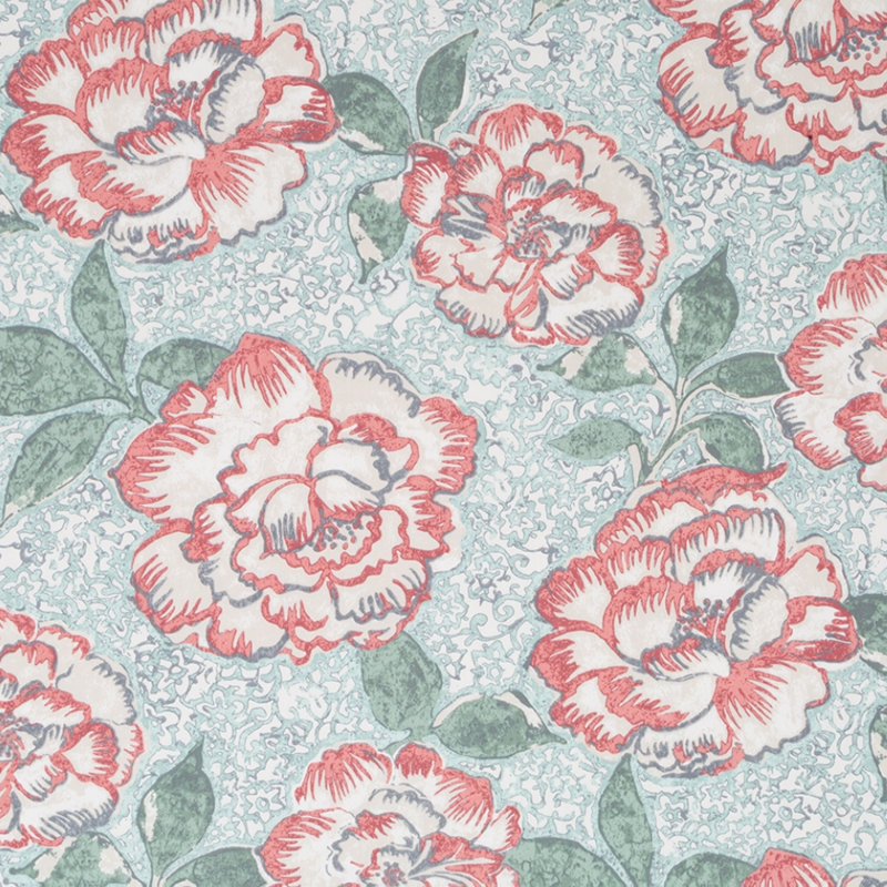 Robert Allen @Home Peony Bowl 100% Cotton Fabric, Coral