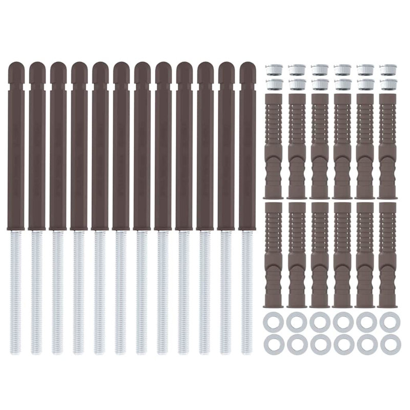  Floating Shelf Brackets 12 Pcs Brown 10 X 170 Mm Steel, 17cm H x 1cm W x 1cm D