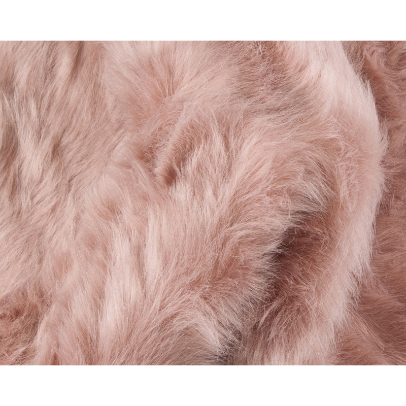 Laperle Dusty Rose Faux Sheepskin Fur Area Rug, 4' x 6'