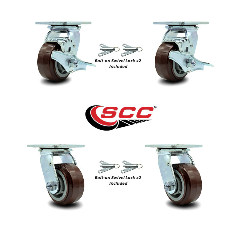 4 Piece Polyurethane Caster Set