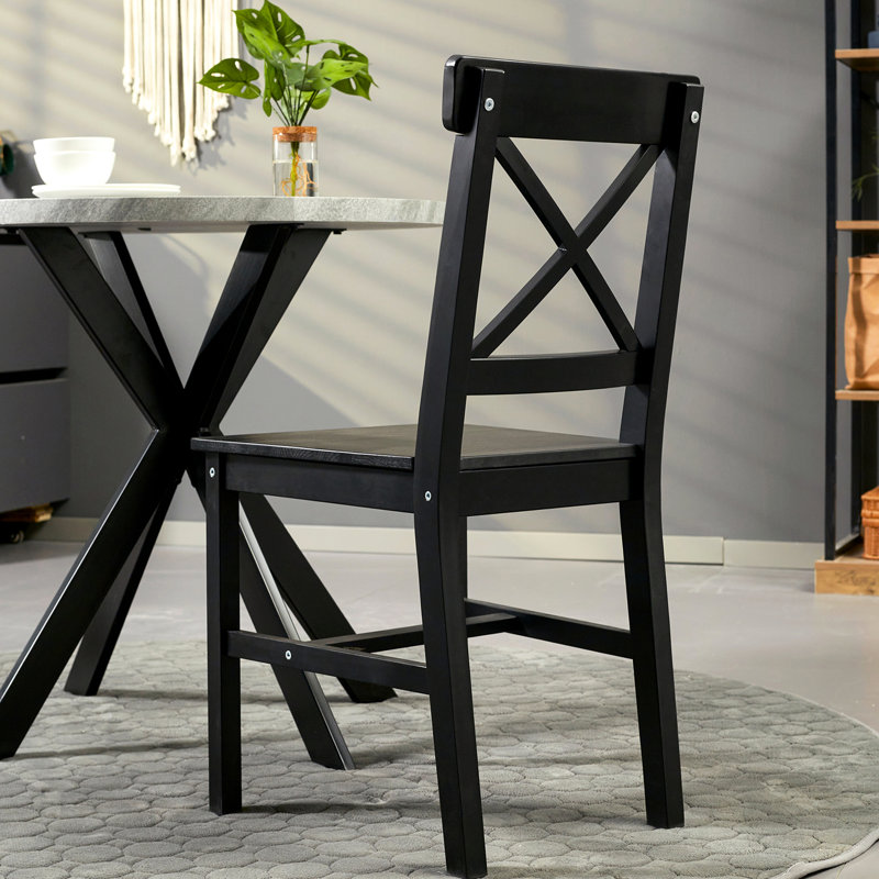 2 chaises modernes, dossier en bois noir, deux chaises de salle à manger robustes et faciles à désinfecter, solides