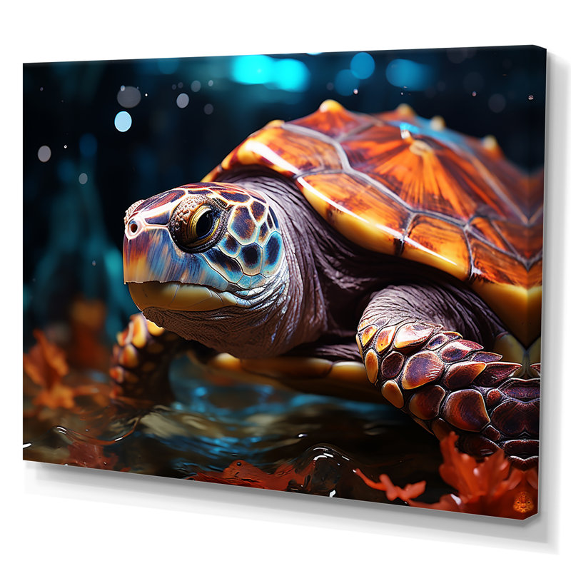 Abstrait voyage aquatique sur toile, Toile tendue, H 34 po x l 44 po x P 1,5 po
