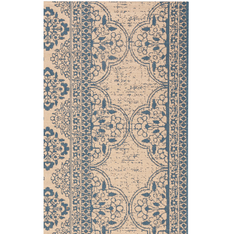 Danya Geometric Blue/Cream Indoor / Outdoor Area Indoor/Outdoor Area Rug, Runner 2'2" x 10'