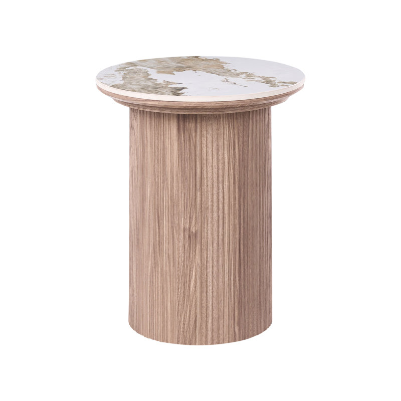 Pedestal End Table, Brown