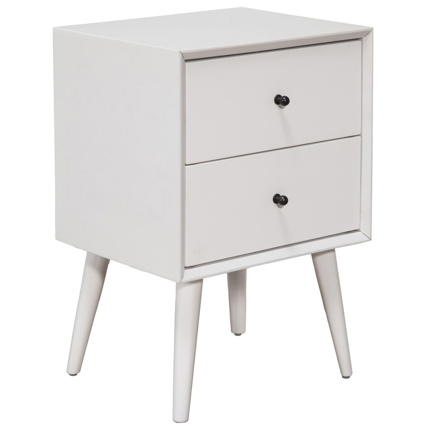 Corrigan Studio® White Century Modern Wood 2 Drawer Nightstand ...