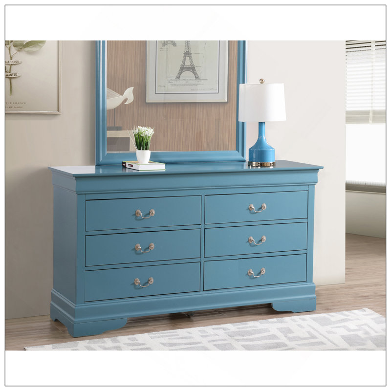 Louis Phillipe 60'' W 6 - Drawer Dresser, Teal