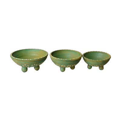 Heritage Clay Decorative Bowl Set with Flower Motif