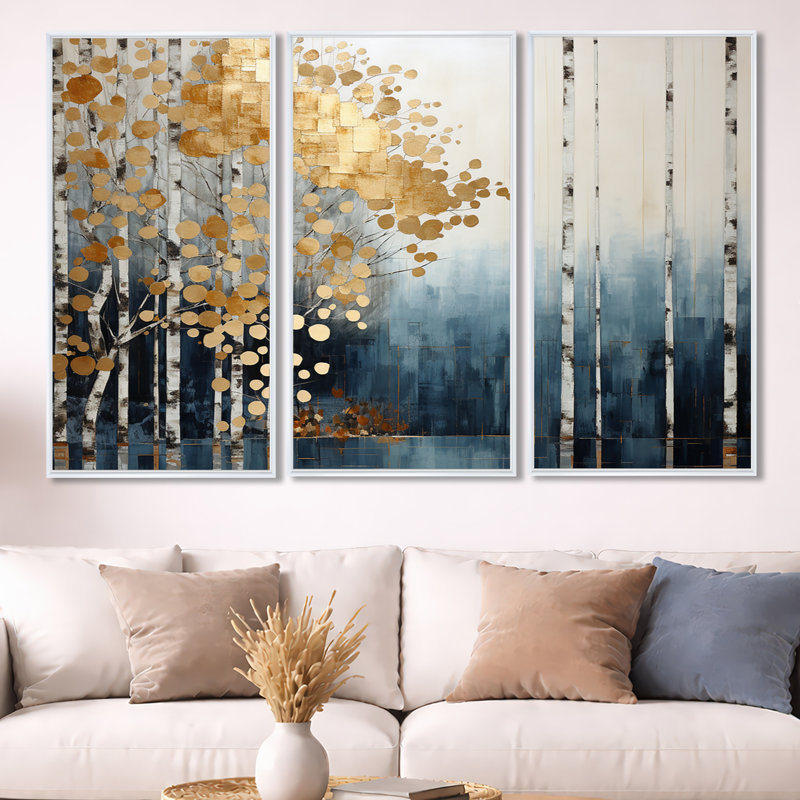 Ensemble de salon Fellner - Forest Wall Art, H 40 po x l 60 po x P 1 po, Cadre flottant blanc