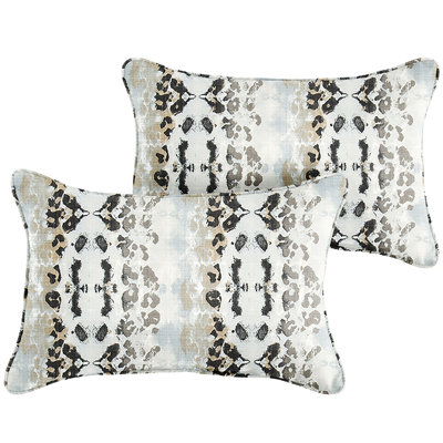 Mali Mineral Blue Indoor/Outdoor Animal Print Mineral Blue/Gray Rectangular Lumbar Cushion Cover