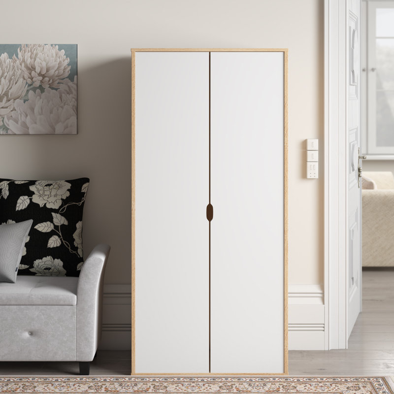 Bohl 2 Door Manufactured Wood Wardrobe, Oak/White