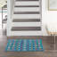 Tapis bleu à motif géométrique Gillsville-1750588985