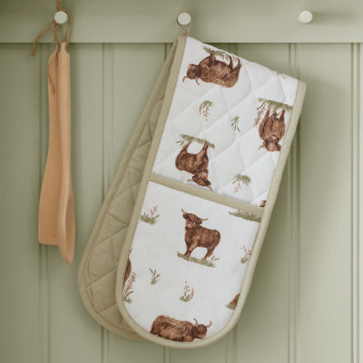 Angus Highland Cow Cotton Kitchen Double Oven Glove