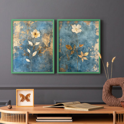 FLORAL Series XLIII - reproduction encadrée de qualité supérieure - prête à être accrochée - aucun clou requis - aucun clou requis