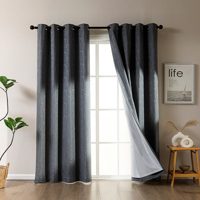 Sleep Zone Jacquard Blackout Curtains(Set of 2)