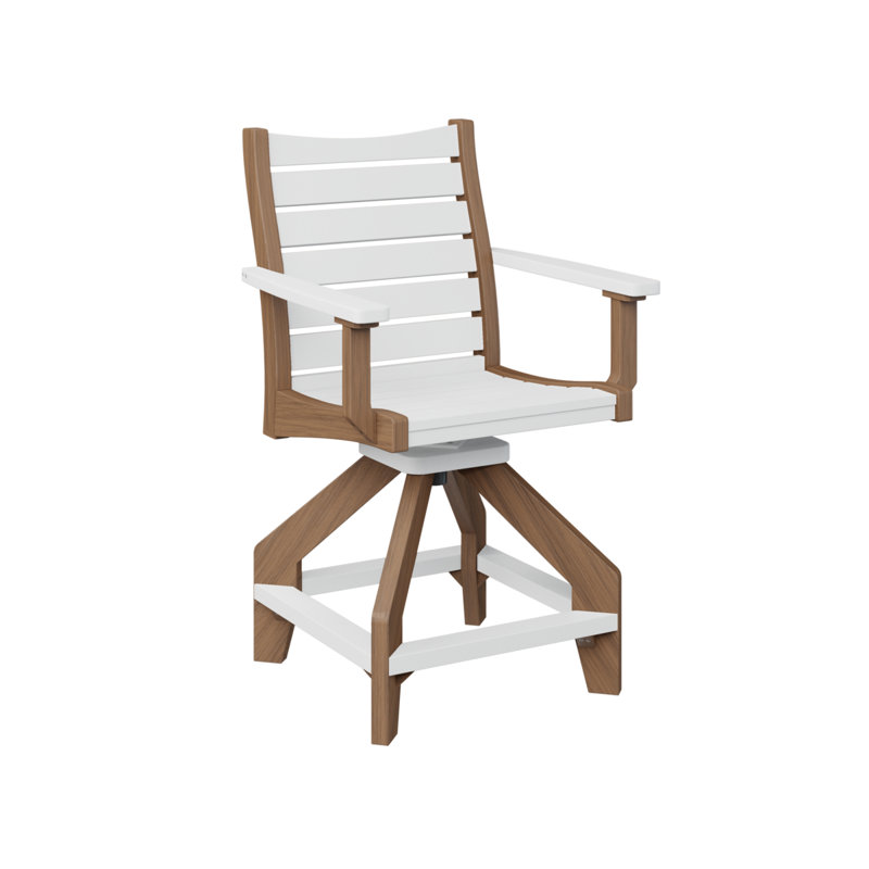Chaise de comptoir pivotante Berlin Gardens Bristol, Blanc, Acajou antique
