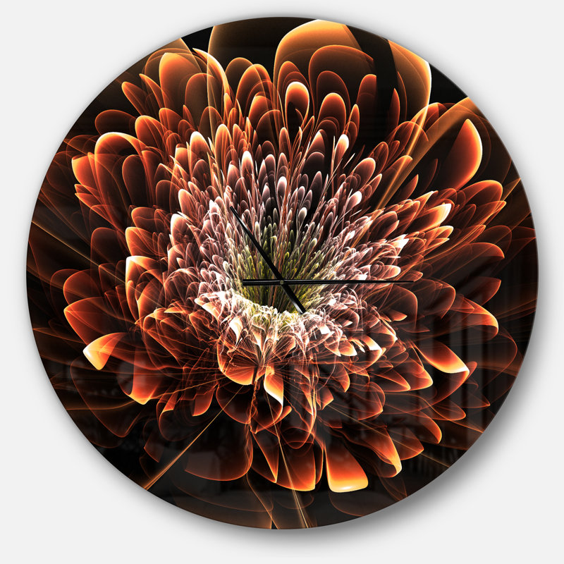 Brown Fractal Flower - Modern wall clock, Oversized