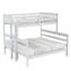 Lit simple superposé simple au-dessus de grand lit en bois avec échelle, structure de lit peu encombrante, blanc