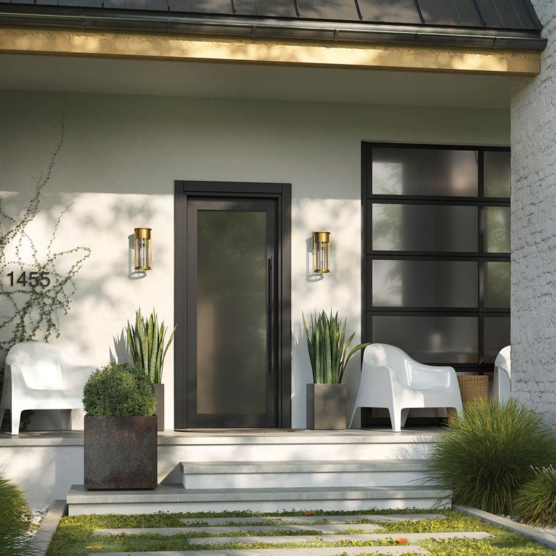 Kerstanski 37.5cm H Outdoor Sconce, Painted Natural Brass