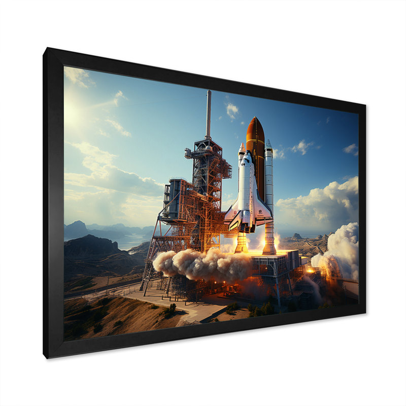 Space Shuttle Payload Deployment I - Space Shuttle Wall Art Prints, Cadre simple noir, H 16 po x l 32 po x P 1 po