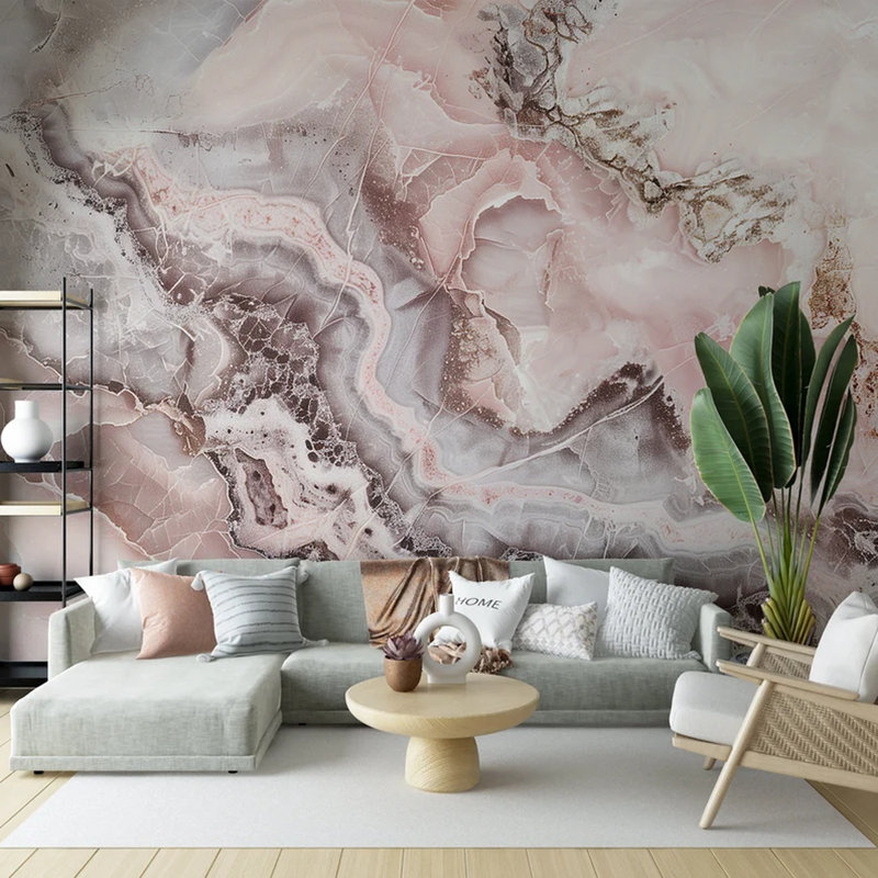 Papier peint rose onyx de luxe rose, L 118 po x l 236 po