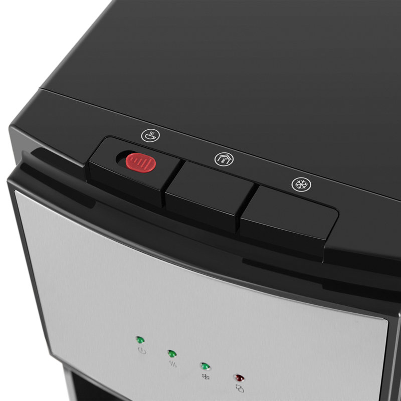 Black and Stainless Steel Bottom Loading Water Dispenser with Child Safety Lock