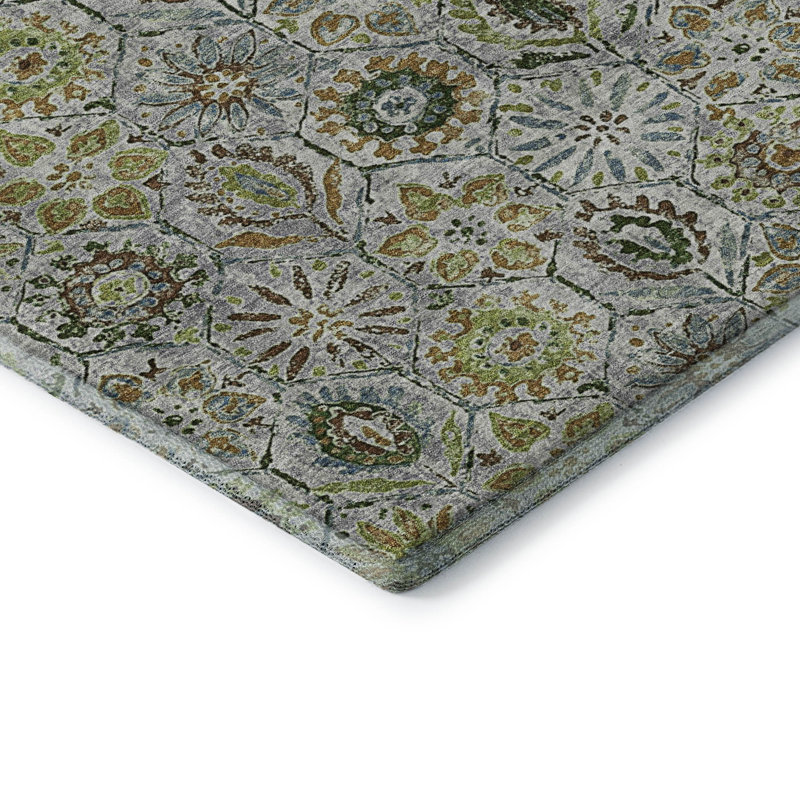 Premium Machine Washable Ralston AMF1938 Floral Rug, Rectangle 2'6" x 3'10"