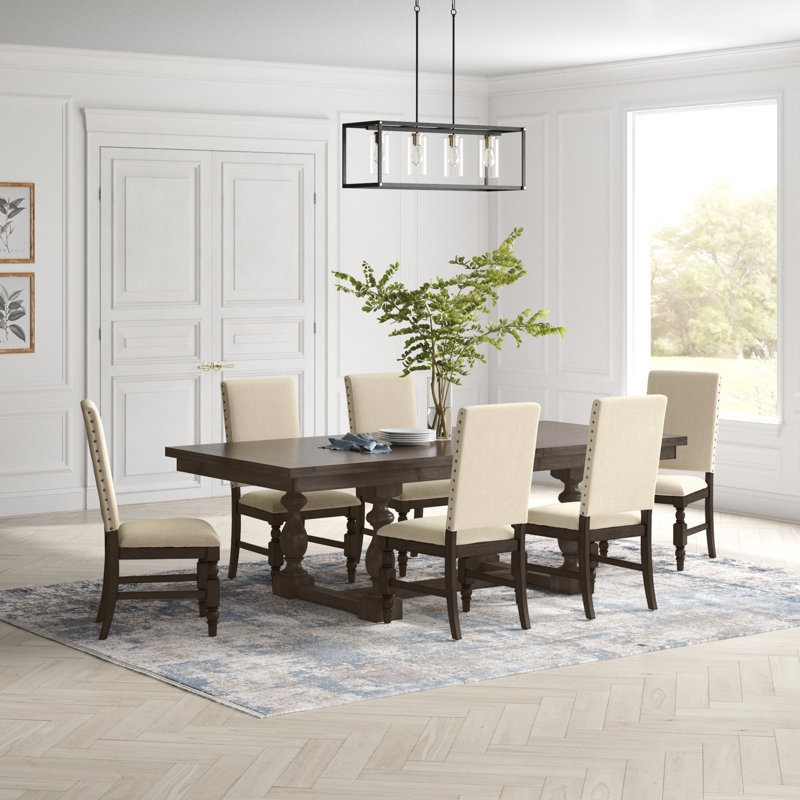 Ensemble de salle à manger extensible Donnellson, Lin beige