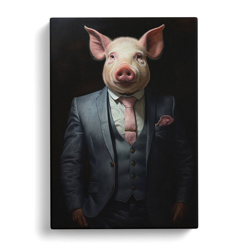 Pig In A Suit Painting No.2 - No Frame Print, 76cm H x 50cm W x 3cm D