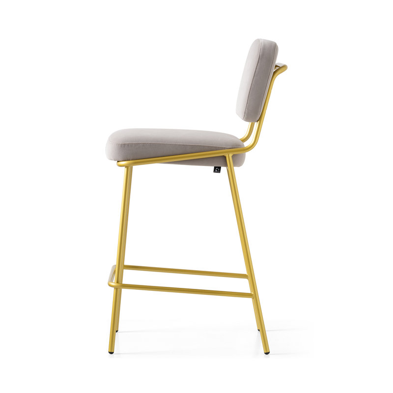 Sixty Upholstered Counter Stool with Metal Frame, Counter Stool (25.63" Seat Height), Painted Brass, Sand