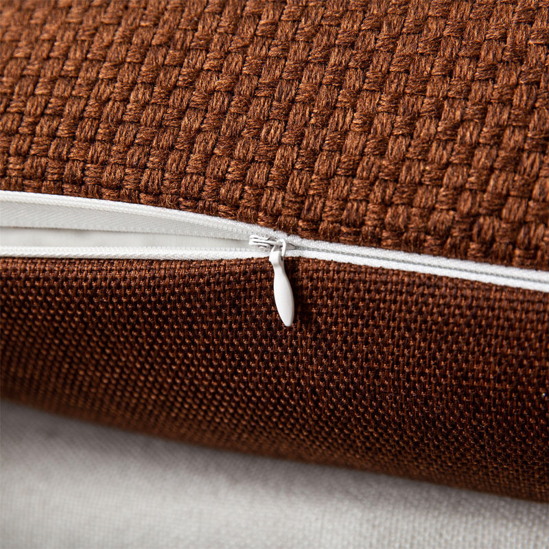 Brown Woven Textured Decorative Throw Pillow Set, 12" x 20"