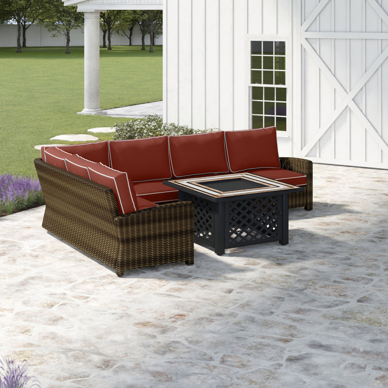 Lawson 6 - Person Modular Patio Conversation Set with Cushions, Sangria