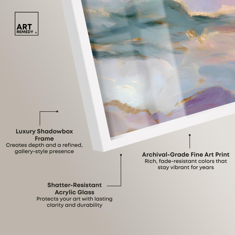 «Gemstone Hues III Shadowbox Print Geode Art» par Art Remedy, H 17 po x l 21 po, Blanc