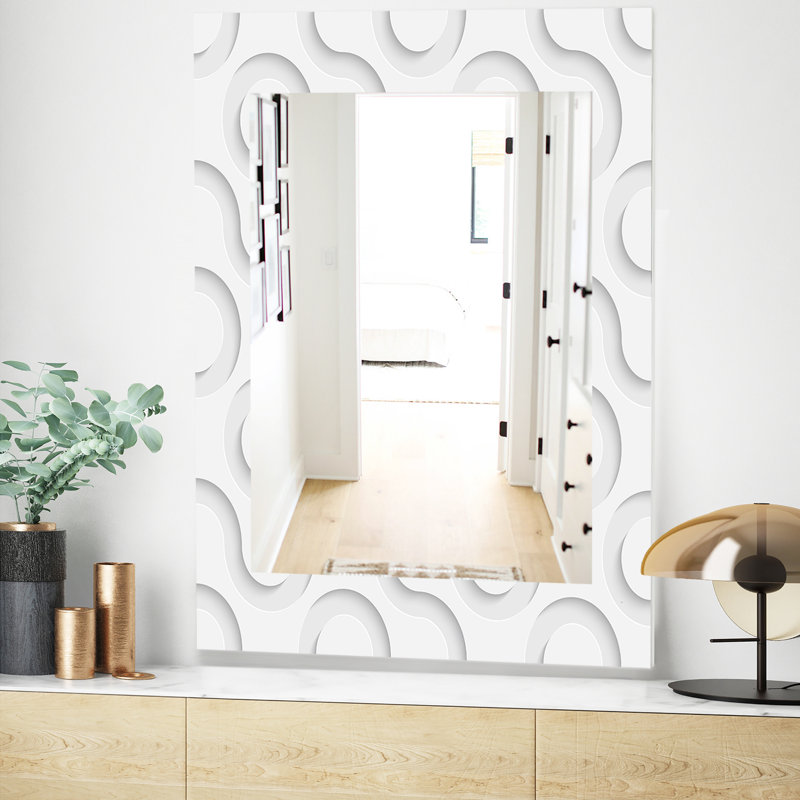 Miroir mural 15 mid-century scandinave, H 24 po x l 32 po, Géométrique 1