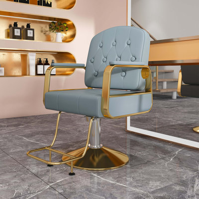 Fauteuil de salon hydraulique professionnel avec pivotement à 360 °, base non inclinable, réglage de la hauteur à commande au pied et revêtement ergonomique en similicuir PU pour les stylistes et les tatoueurs.
