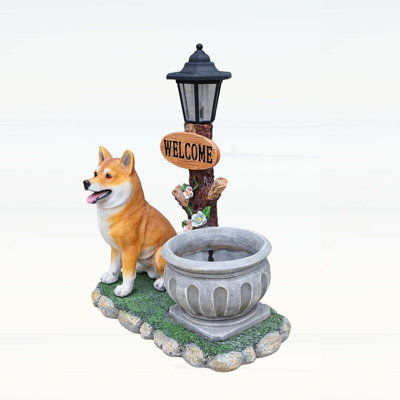 Charming Sitting Akita Dog Planter for Garden Decor, Durable and Weather-Resistant Outdoor Accent