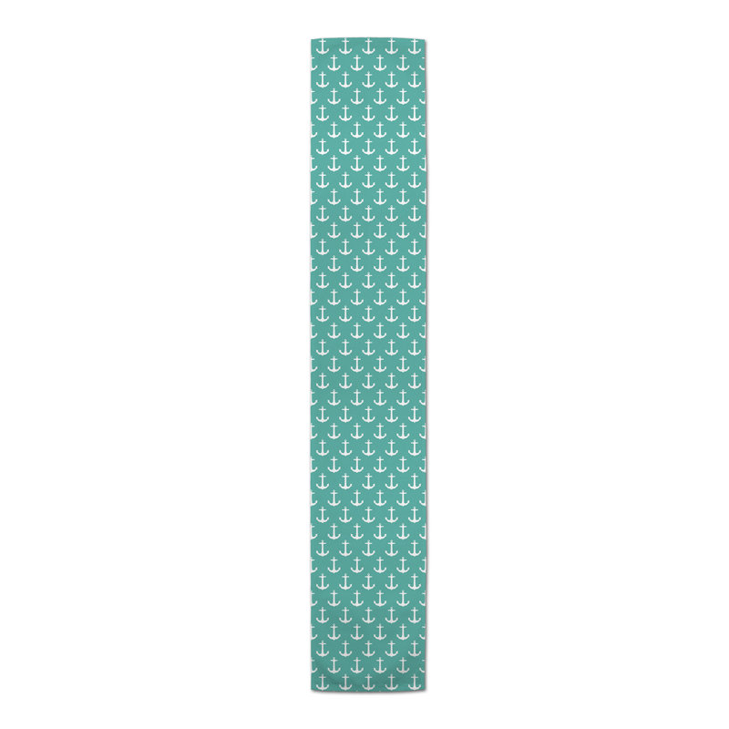 Mckay Geometric Table Runner, 72" L x 16" W, Teal, Mckay Geometric