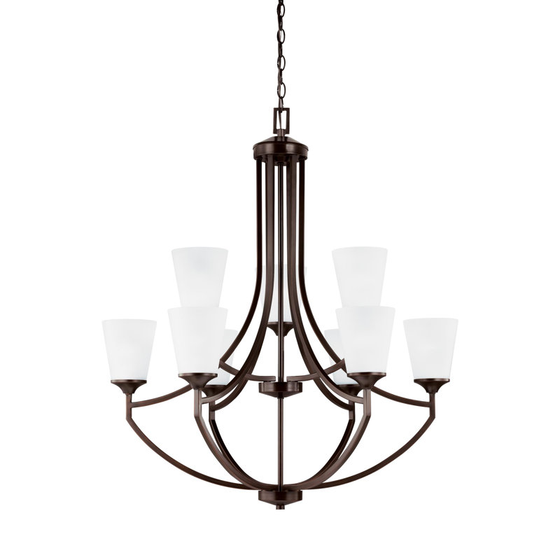 Lustre empire 9 lumières Hanford, Sienne brûlée, Blanc