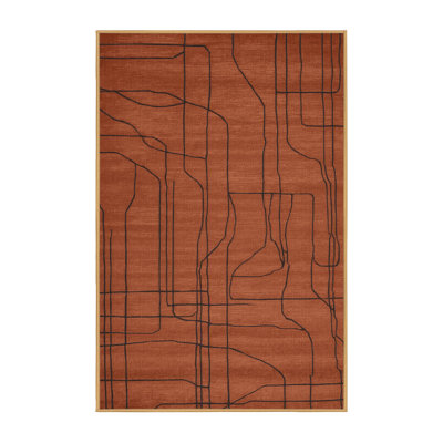 Machine Washable Abstract Brown Area Rug