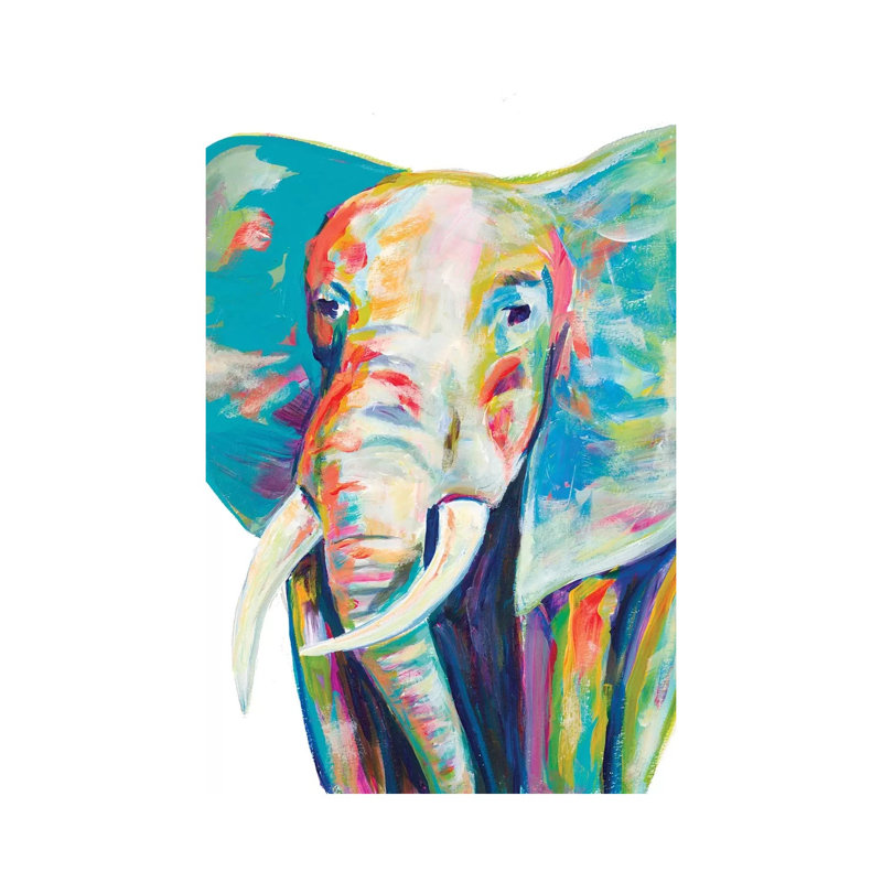 Colorful Elephant by Andy Beauchamp - Wrapped Canvas Painting, 20.32 cm H x 30.48 cm W