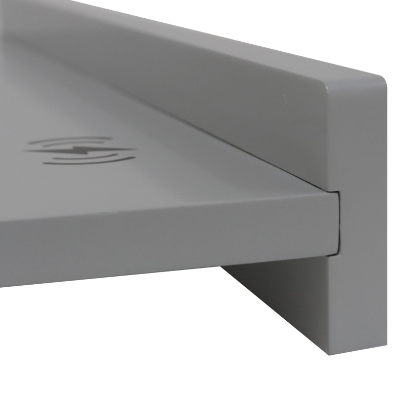 Caoimhlin Mirror and Wireless Charging Shelf Set, Light Grey, 26" x 30"